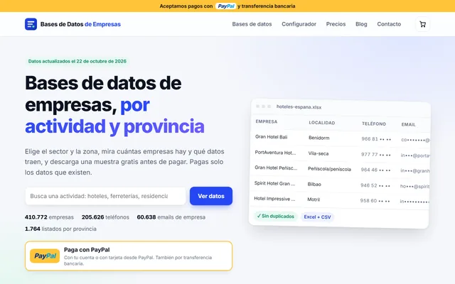Portada de Bases de Datos de Empresas