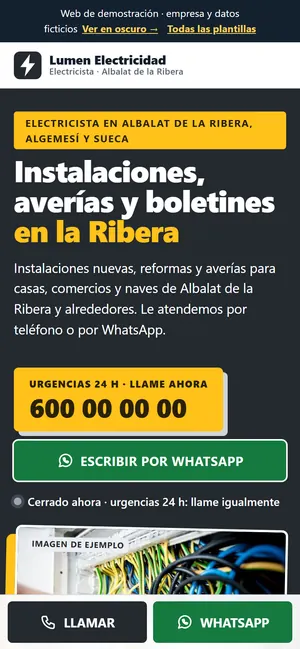 La misma web para electricistas, en el móvil