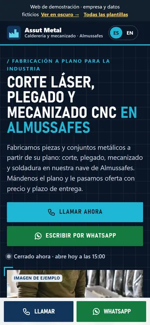 La misma web de empresas industriales, en el móvil