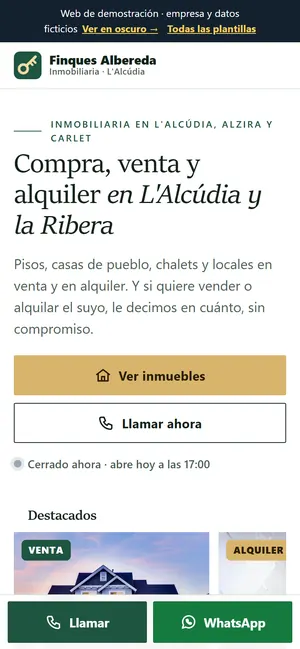 La misma web para inmobiliarias, en el móvil