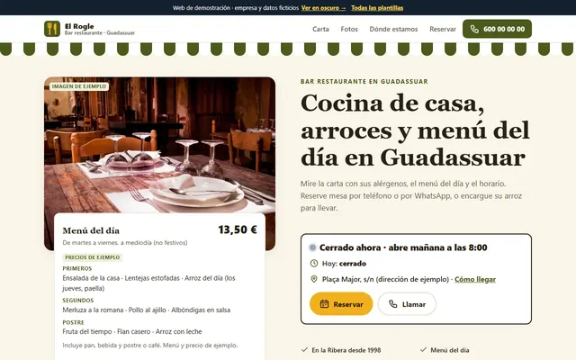Plantilla de restaurant vista en l'ordinador
