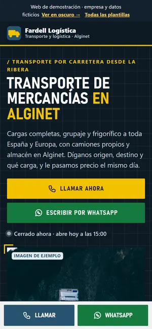 La misma web para empresas de transporte, en el móvil